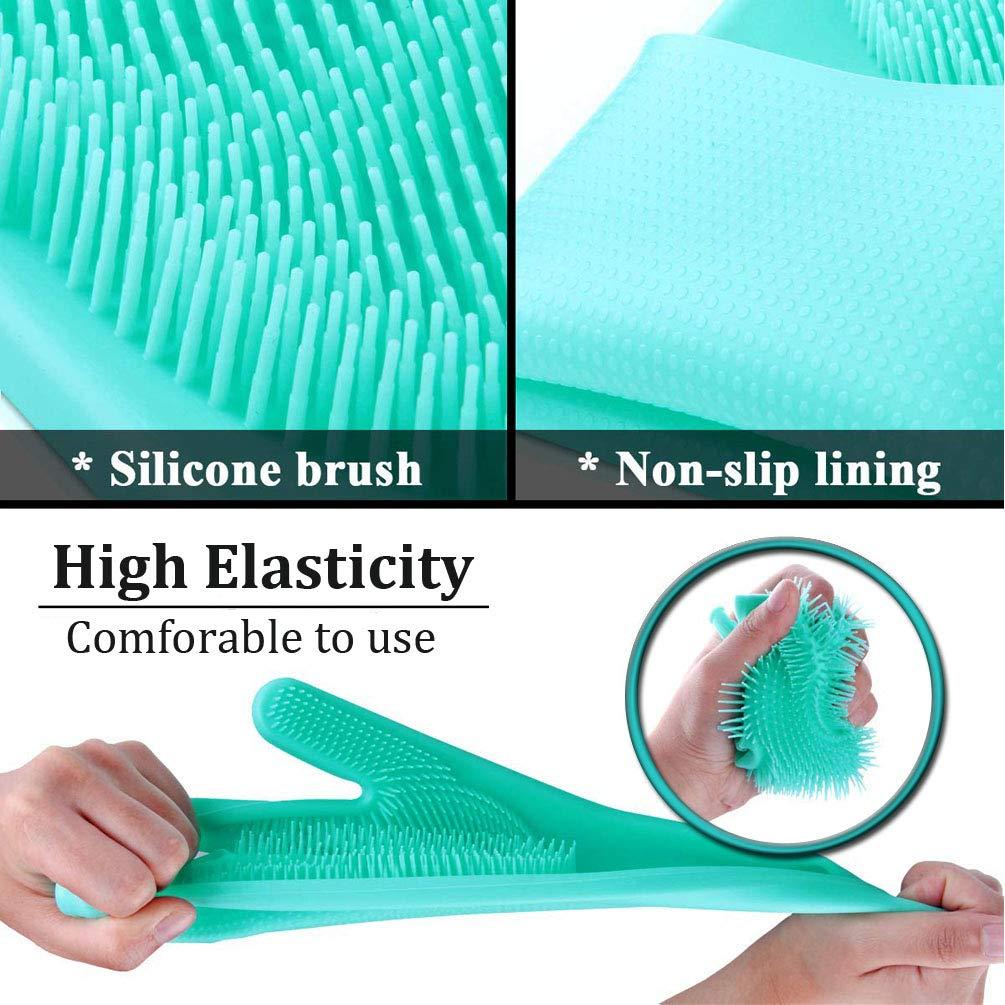 Kitchen Silicone Dishwashing Gloves with Built-in Scrubber for Cleaning