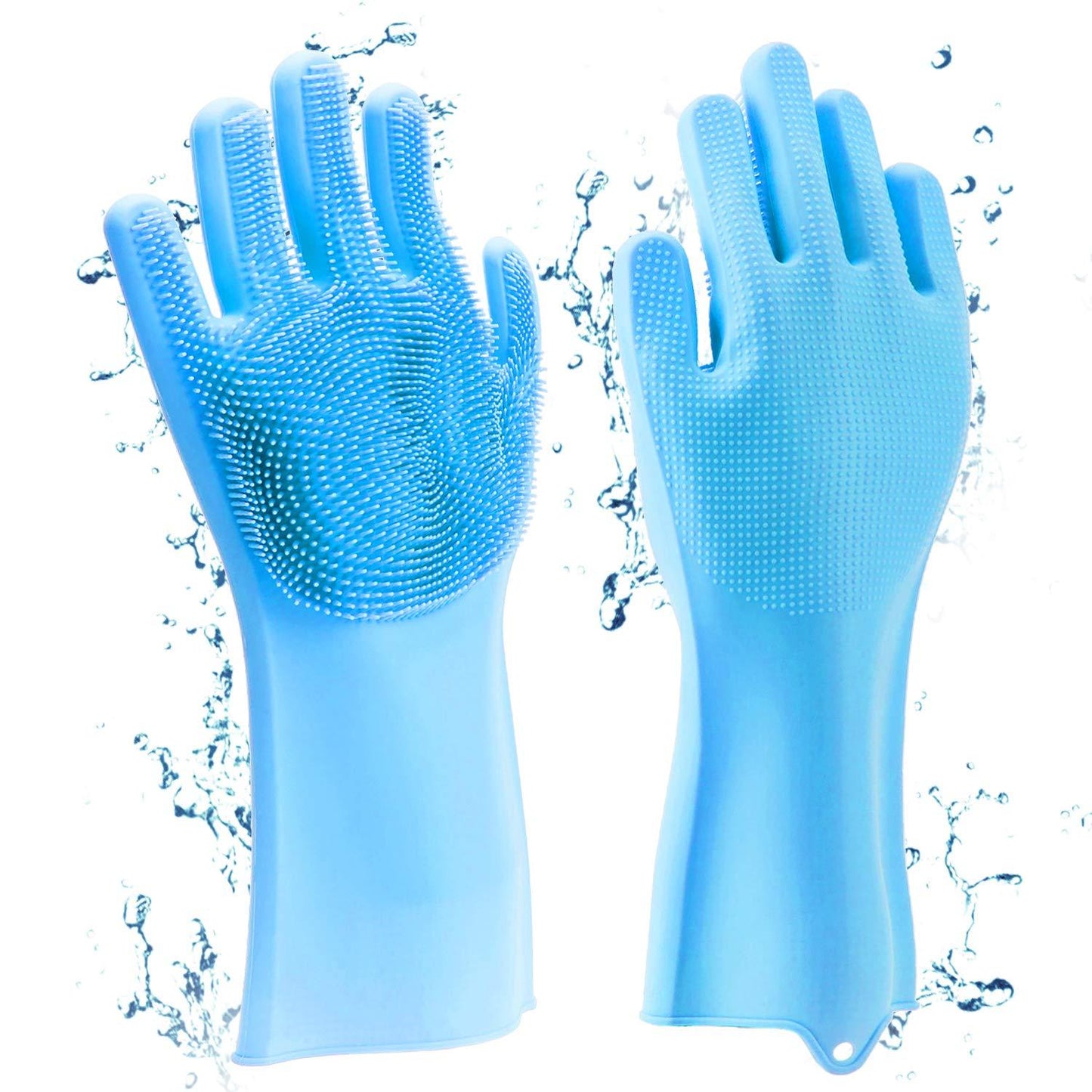 Kitchen Silicone Dishwashing Gloves with Built-in Scrubber for Cleaning