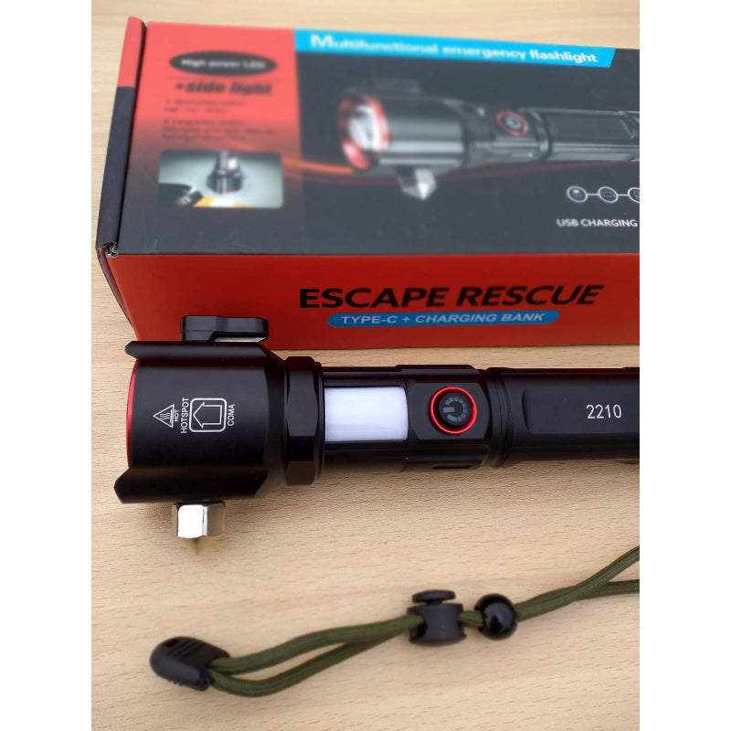 Multi-Functional 1KM Long Range LED Emergency Flashlight Powerbank Type-C Charging