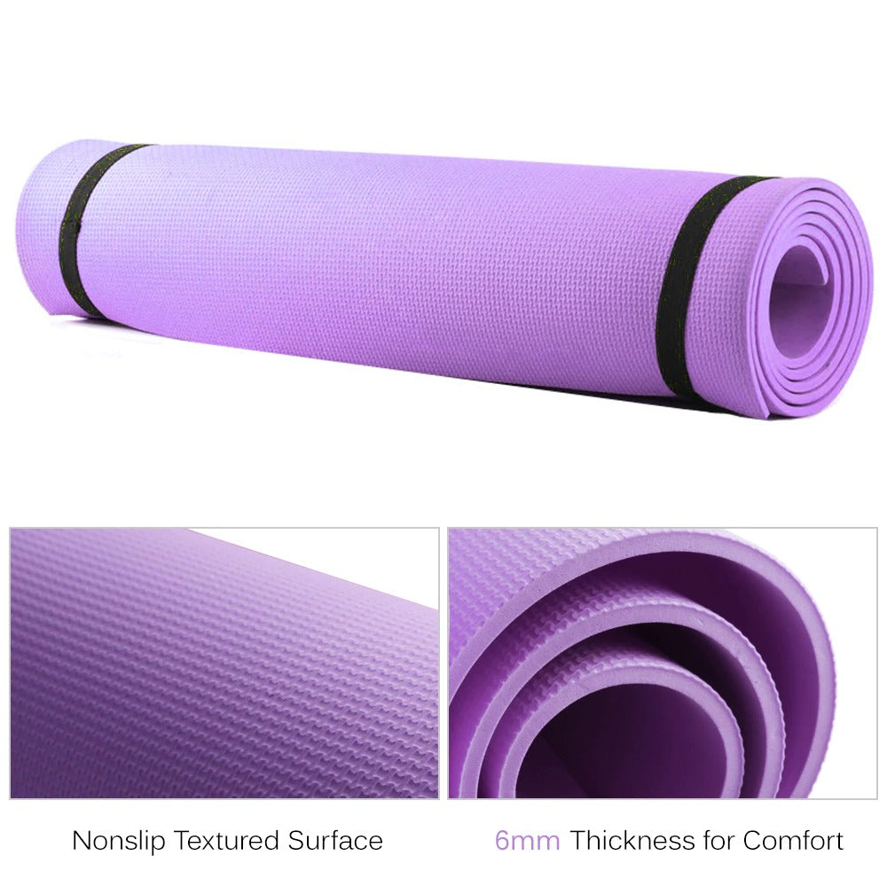 Premium 6mm Thick EVA Exercise Yoga Mat for Fitness Workouts